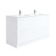DNF 1500X460X830MM PLYWOOD FLOOR STANDING VANITY - GLOSSY WHITE WITH DOUBLE CERAMIC TOP DNF 1500X460X830MM PLYWOOD FLOOR STANDING VANITY - GLOSSY WHITE WITH DOUBLE CERAMIC TOP